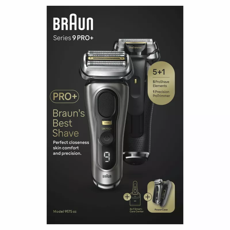 Braun Series 9 Pro+ 9575cc Wet & Dry skuveklis ar foliju, trimeris, metālisks