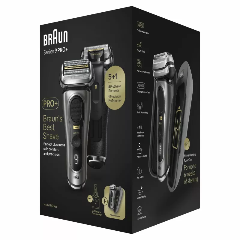Braun Series 9 Pro+ 9575cc Wet & Dry skuveklis ar foliju, trimeris, metālisks