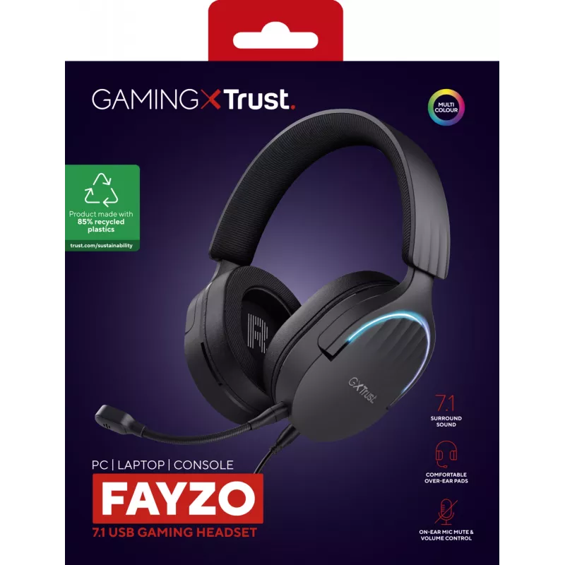 Trust GXT 490 FAYZO over-ear 7.1 USB spēļu austiņas