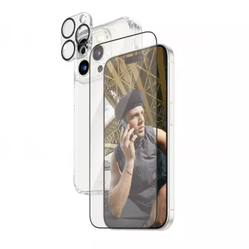 PanzerGlass 3-in-1 komplekts iPhone 15 Pro rūdītam stiklam caurspīdīgs
