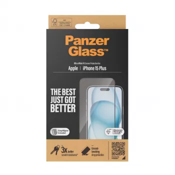 PanzerGlass ® Ekrāna aizsargs iPhone 15 Plus | Ultra-Wide Fit ar EasyAligner