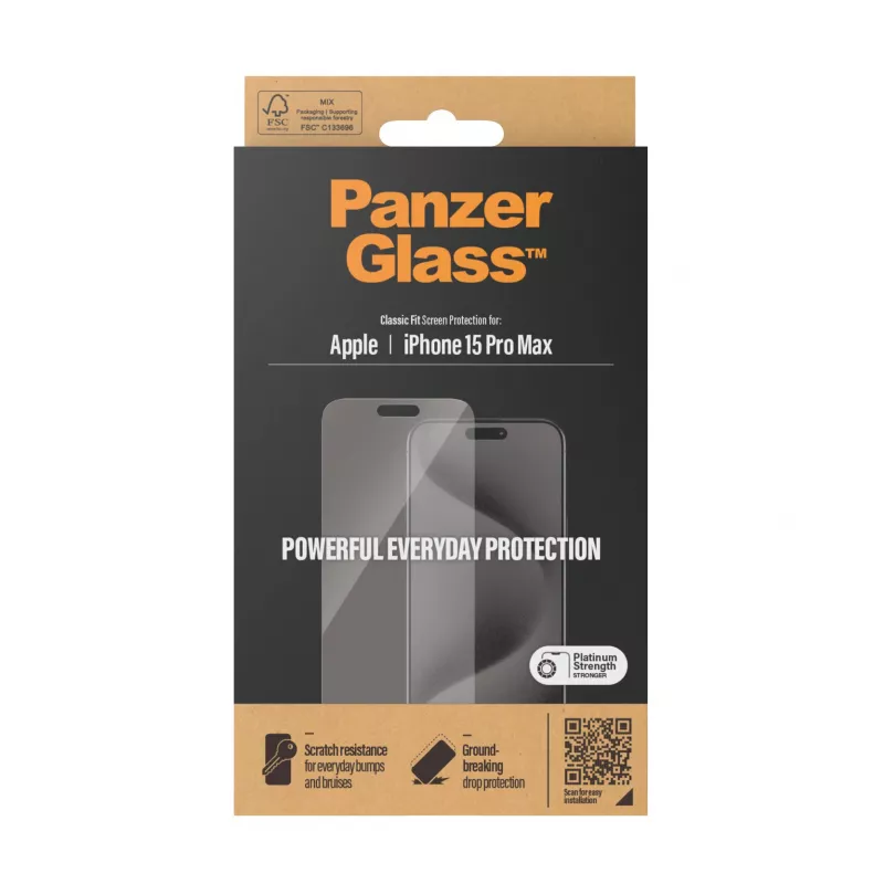 PanzerGlass ® Ekrāna aizsargs iPhone 15 Pro Max | Classic Fit
