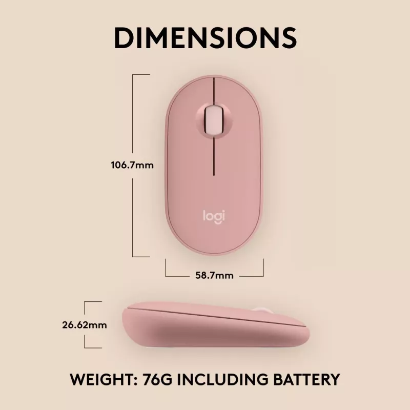 LOGITECH Pebble 2 M350s Bezvadu optiskā pele Roza