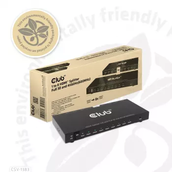 CLUB3D 1 līdz 8 HDMI™ sadalītājs ar pilnu 3D un 4K60Hz (600MHz)