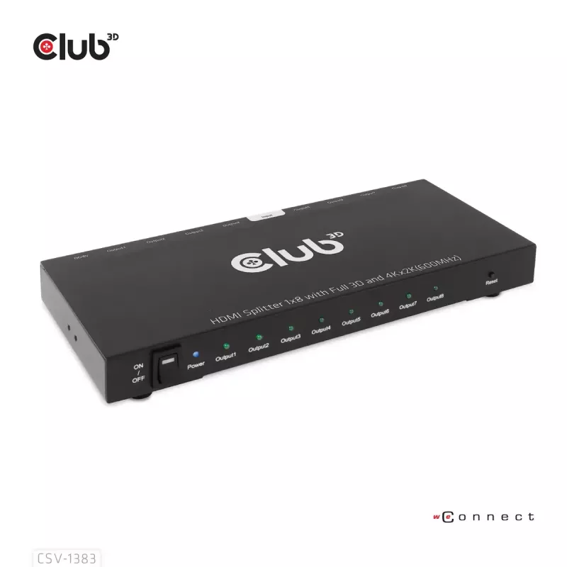 CLUB3D 1 līdz 8 HDMI™ sadalītājs ar pilnu 3D un 4K60Hz (600MHz)