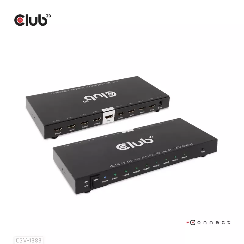 CLUB3D 1 līdz 8 HDMI™ sadalītājs ar pilnu 3D un 4K60Hz (600MHz)