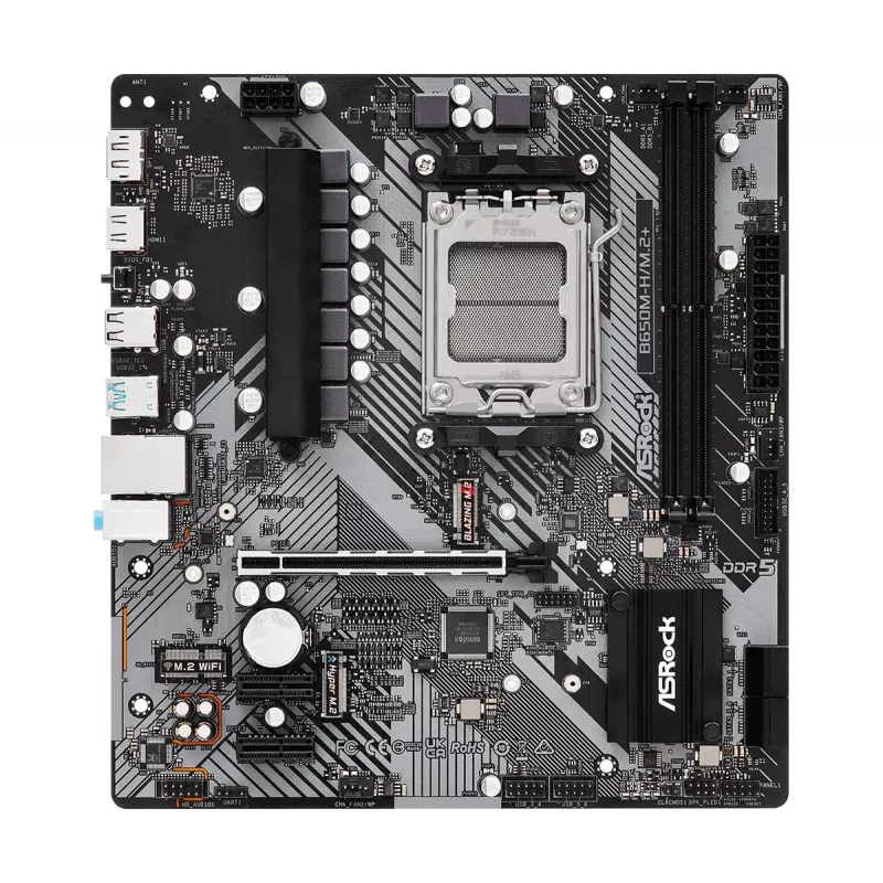 Mātesplate ASRock B650M-H/M.2+ AM5 AMD B650 2 x DDR5 1 x HDMI 2.1 Tmds/frl 8g saderīgs 1 x DisplayPort 1.4 ar DSC mATX