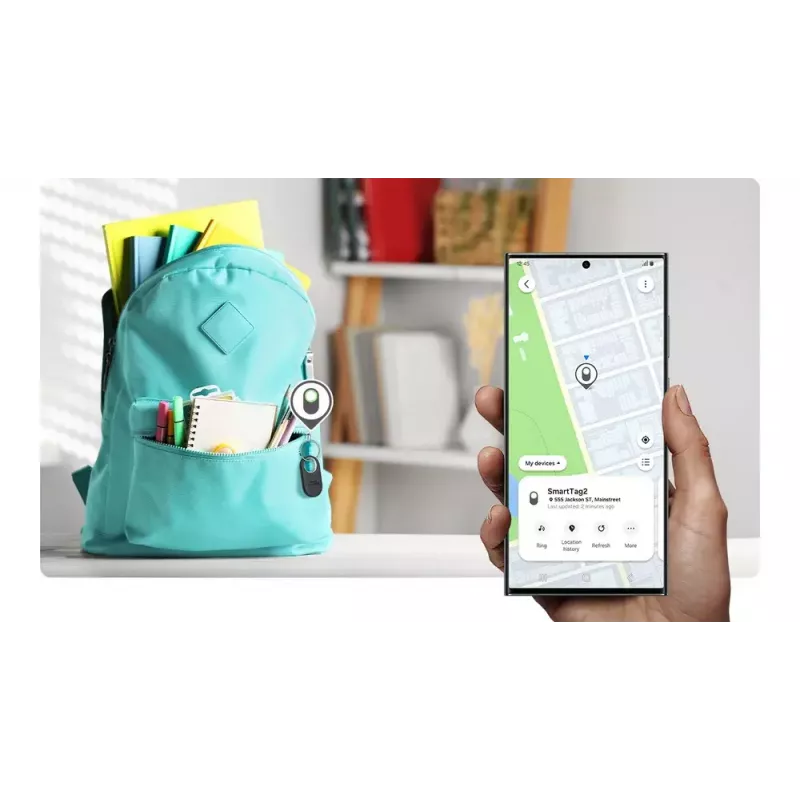 Samsung Galaxy SmartTag2 izsekošanas ierīce — Bluetooth izsekotājs, CR2032 baterija, līdz 12 000 stundām, 13,75 g, 28.8×52.4 mm, 1 gab.