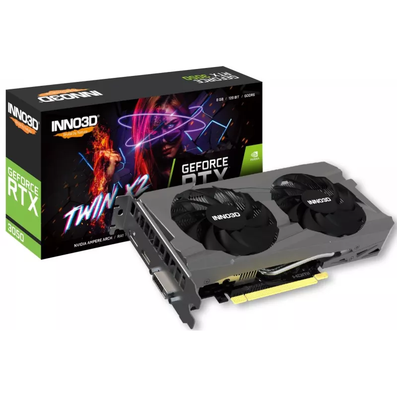 INNO3D grafiskā karte NVIDIA GeForce RTX 3050 Twin X2 GDDDR6 8GB PCI-E