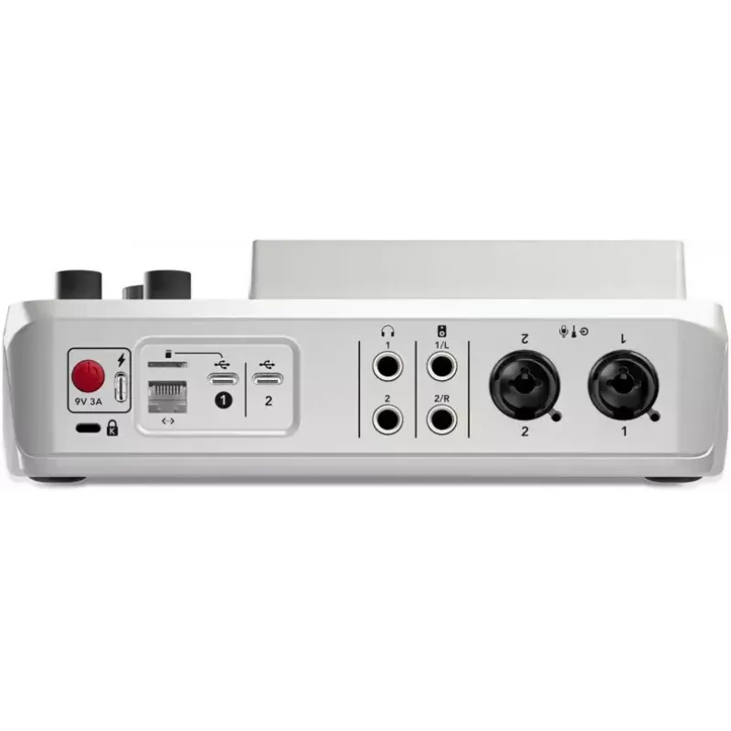 Audio interfeiss Rode RodeCaster Duo balts — 2 kanālu USB podkāstu pults ar mikseri un priekšpastiprinātājiem