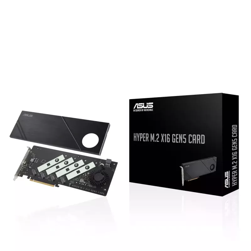 ASUS Hyper M.2 x16 Gen5 Card PCIe 5.0 M.2 adapteris ar aktīvu dzesēšanu