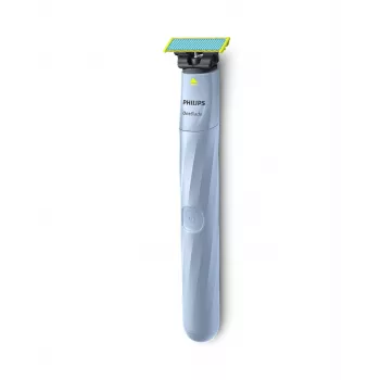 Folia skuveklis Philips Norelco OneBlade QP1324/20 — bezvada zils folia skuveklis, 30 min darbības laiks, USB uzlāde, mazgājams, seko kontūrām