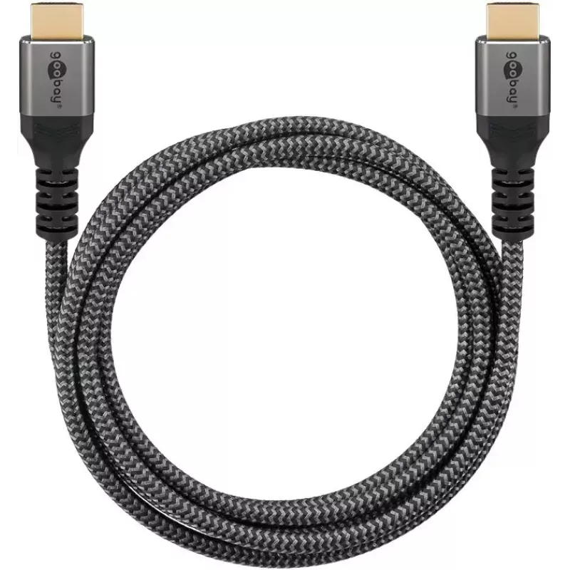 Goobay HDMI kabelis 1 m Type A vīriešu uz vīriešu 18 Gbit/s pelēks