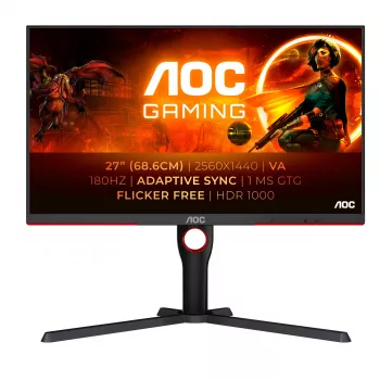 AOC G3 Q27G3XMN/BK datora monitors 68,6 cm (27 colli) 2560 x 1440 pikseļi 2K Ultra HD LED Melns, Sarkans