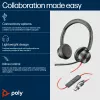 HP Poly Melnswire 8225 Stereo Microsoft Teams sertificēta USB-C austiņa + USB-C/A adapteris