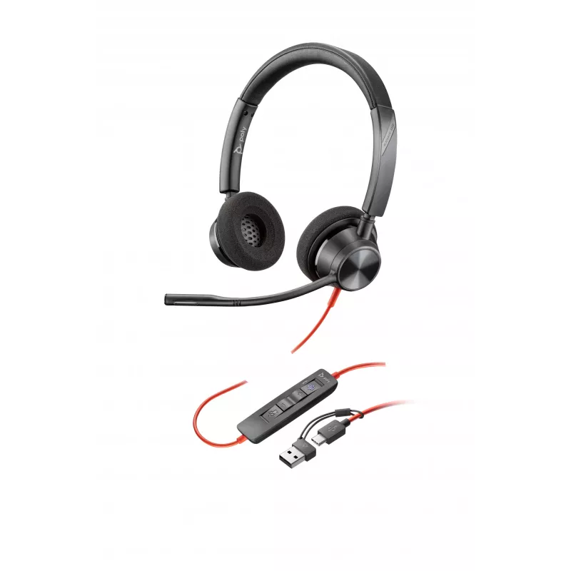 HP Poly Melnswire 3320 Stereo Microsoft Teams Certified USB-C Headset +USB-C/A Adapter