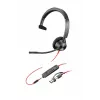 HP Poly Melnswire 3315 mono USB-C austiņas +3,5 mm spraudnis + USB-C/A adapteris