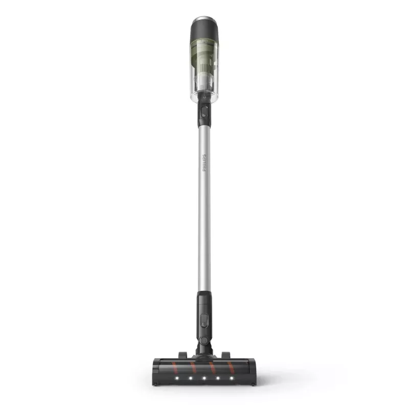 Viegla stieņa putekļsūcējs Philips XC3033/01 — 25,2 V litija jonu, bezmaisu cikloniskais, 1,5 kg, noņemams rokas, zaļš/melns