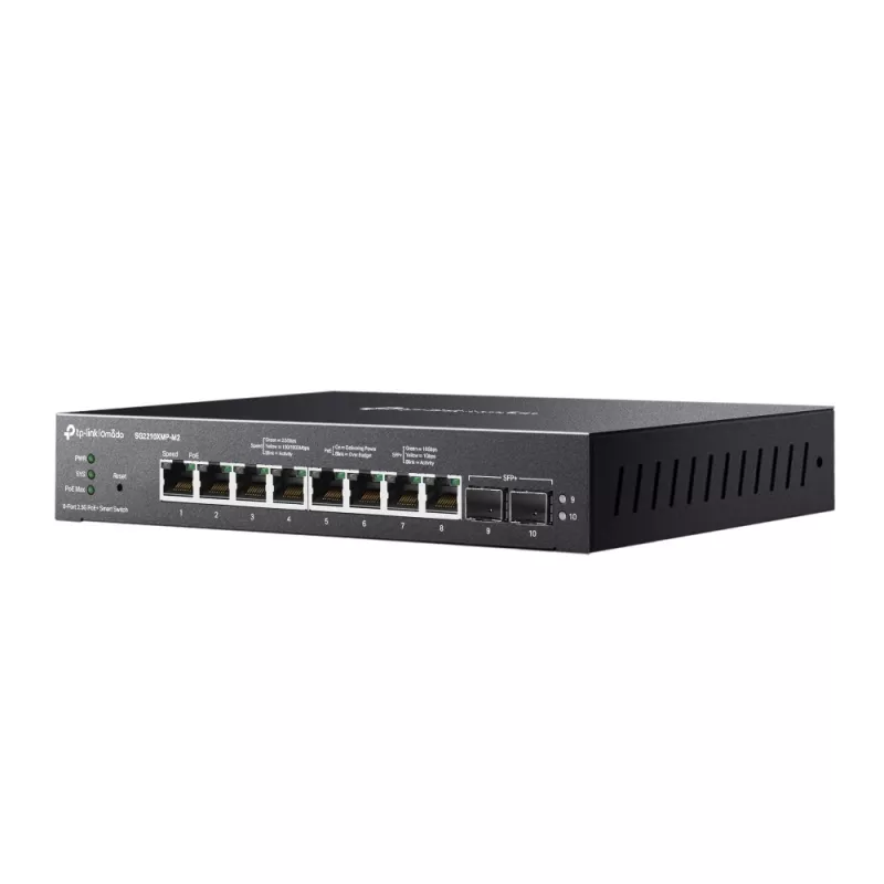 TP-Link Omada 8 portu 2.5GBASE-T un 2 portu 10GE SFP+ viedais slēdzis ar 8 portu PoE+