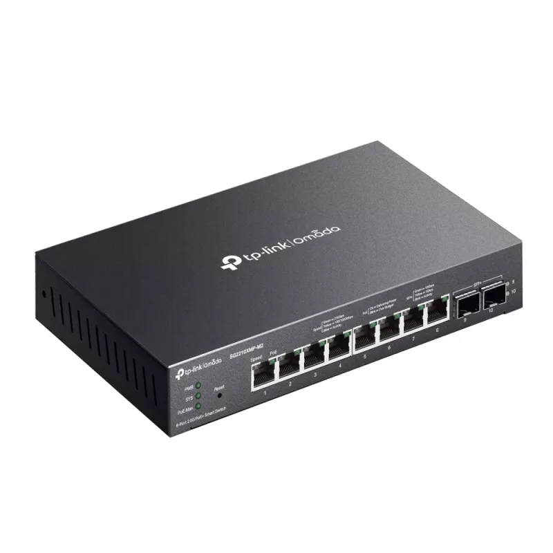 TP-Link Omada 8 portu 2.5GBASE-T un 2 portu 10GE SFP+ viedais slēdzis ar 8 portu PoE+