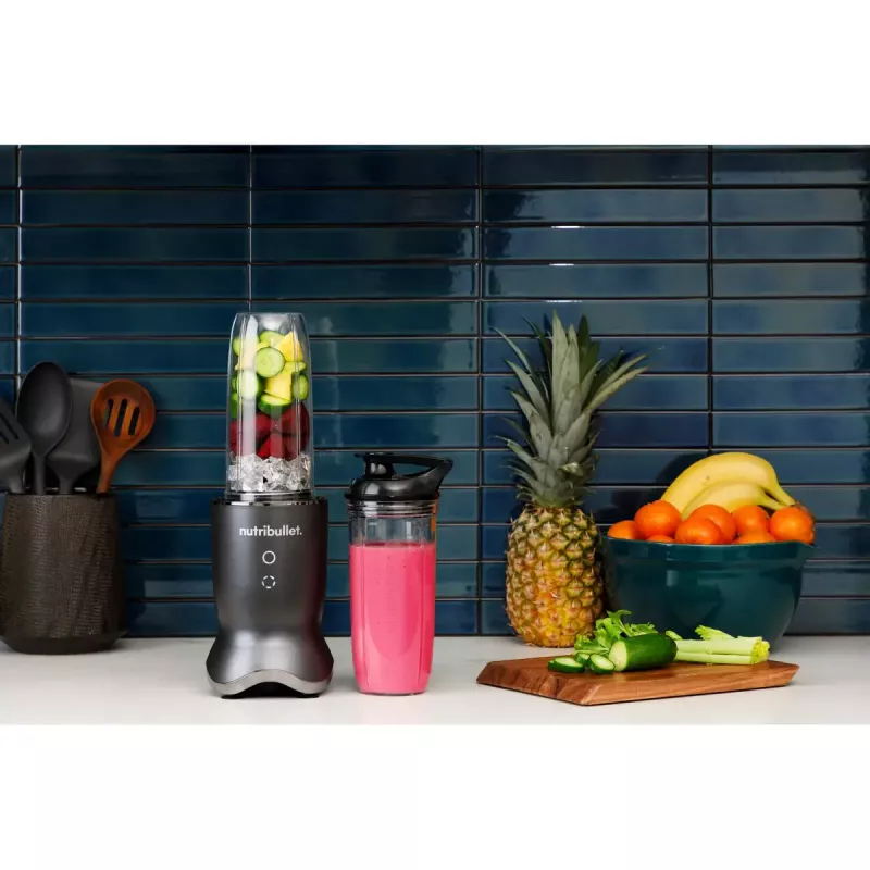 NutriBullet NB1206DGCC 0,9 L galda blenderis 1200 W Melns, Caurspīdīgs