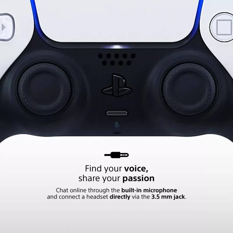 Spēļu kontrolieris Sony DualSense Wireless Controller V2 — PlayStation 5, Bluetooth/USB, USB-C, iebūvēts akumulators, balts