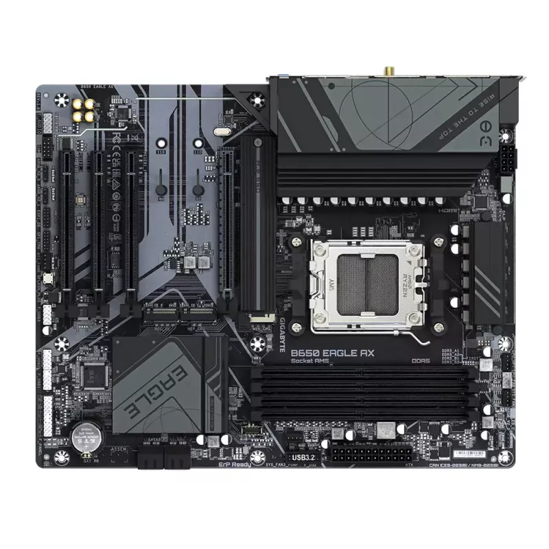 Mātesplate GIGABYTE B650 EAGLE AX ATX, AMD B650 mikroshēmojums, Socket AM5, DDR5, 4x DIMM, 256GB, Wi‑Fi 6E, Bluetooth 5.3