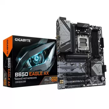 Mātesplate GIGABYTE B650 EAGLE AX ATX, AMD B650 mikroshēmojums, Socket AM5, DDR5, 4x DIMM, 256GB, Wi‑Fi 6E, Bluetooth 5.3