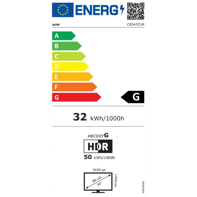 Monitors Acer CB343CUR 34 collu UltraWide Quad HD LED 3440 x 1440