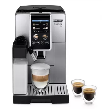 Kombinētā espresso automāts DeLonghi Dinamica Plus ECAM380.85.SB — 1,8 L ūdens tvertne, 300 g pupiņu tvertne, 15 bāri