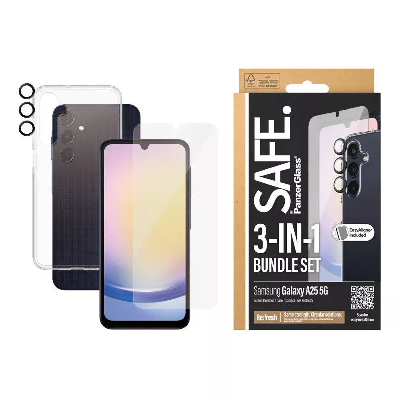 PanzerGlass SAFE. by ® 3-in-1 aizsardzības komplekts Samsung Galaxy A25 5G