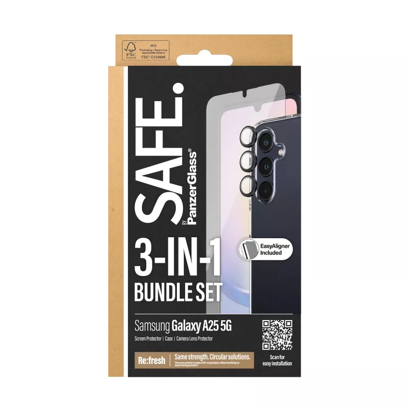 PanzerGlass SAFE. by ® 3-in-1 aizsardzības komplekts Samsung Galaxy A25 5G