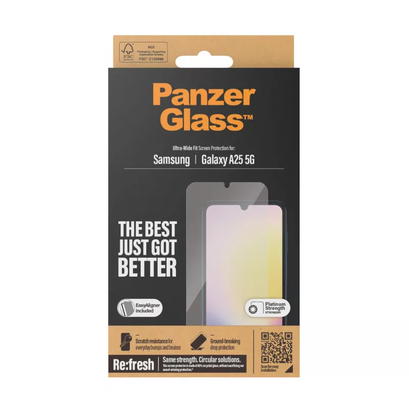 PanzerGlass ® Ekrāna aizsargs Samsung Galaxy A25 5G | Ultra-Wide Fit ar EasyAligner
