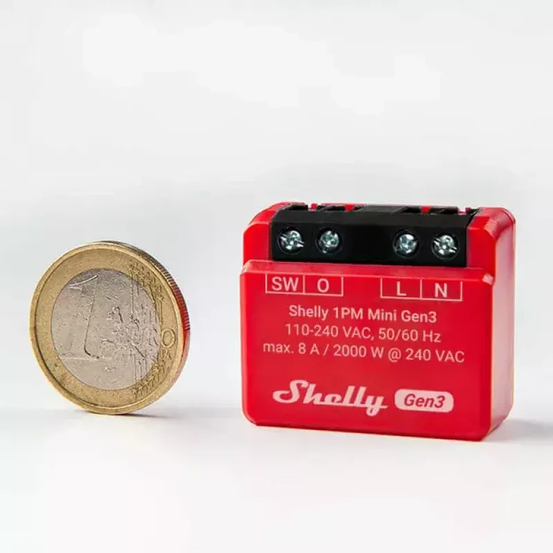 Viedais slēdzis Shelly 1PM Mini Gen3 1P Bezvadu 110-240V