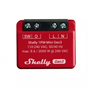 Viedais slēdzis Shelly 1PM Mini Gen3 1P Bezvadu 110-240V