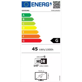 Samsung G95C datora monitors 124,5 cm (49 colli) 5120 x 1440 pikseļi Dual QHD LED Melns
