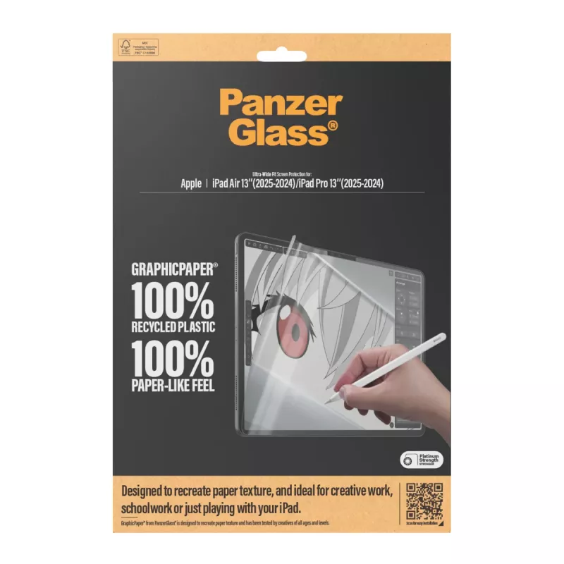 PanzerGlass ® GraphicPaper® ekrāna aizsargplēve iPad Air 13'' (2024-2026) | iPad Pro 13'' (2024-2025) | Īpaši Plata Piemērotība