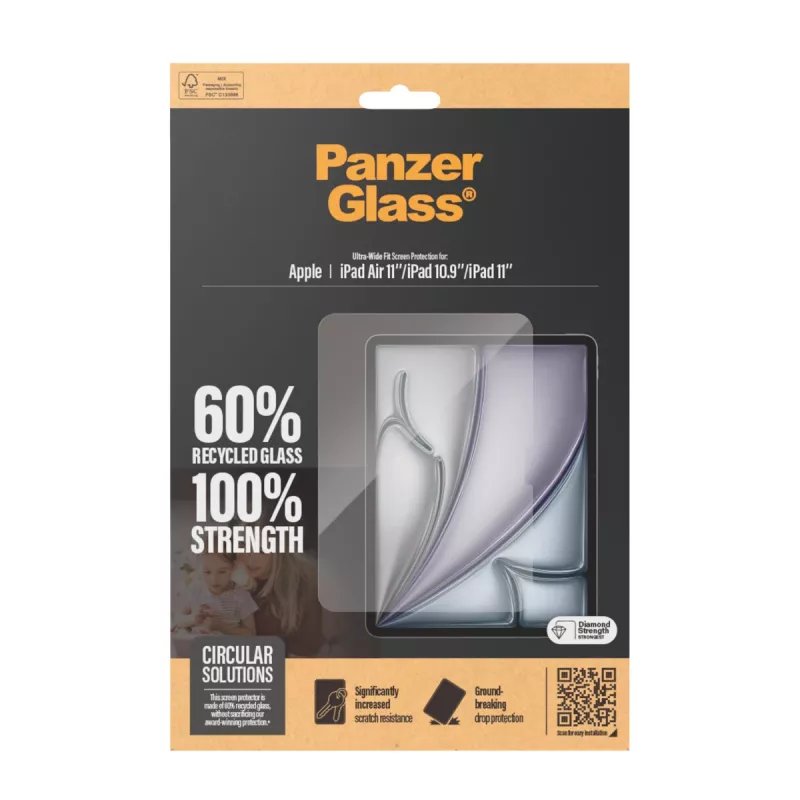 PanzerGlass ® Ekrāna aizsargs iPad Air 11'' (2024-2026) | iPad 11'' (2025-2026) | iPad 10.9'' (2022) | Ultra-Wide Fit