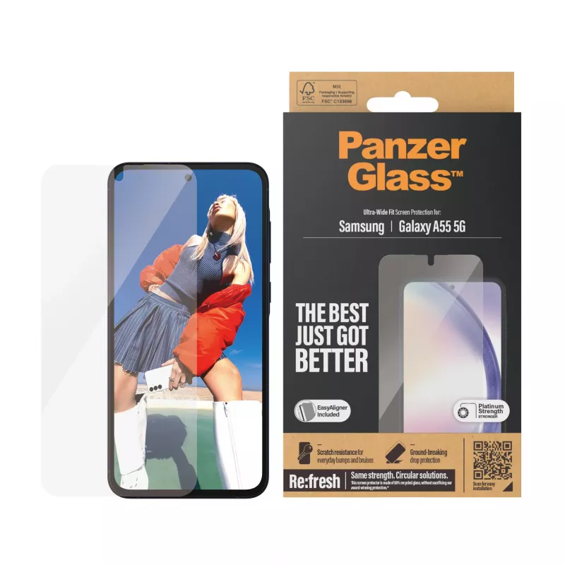 PanzerGlass ® Ekrāna aizsargs Samsung Galaxy A55 5G | Ultra-Wide Fit ar EasyAligner