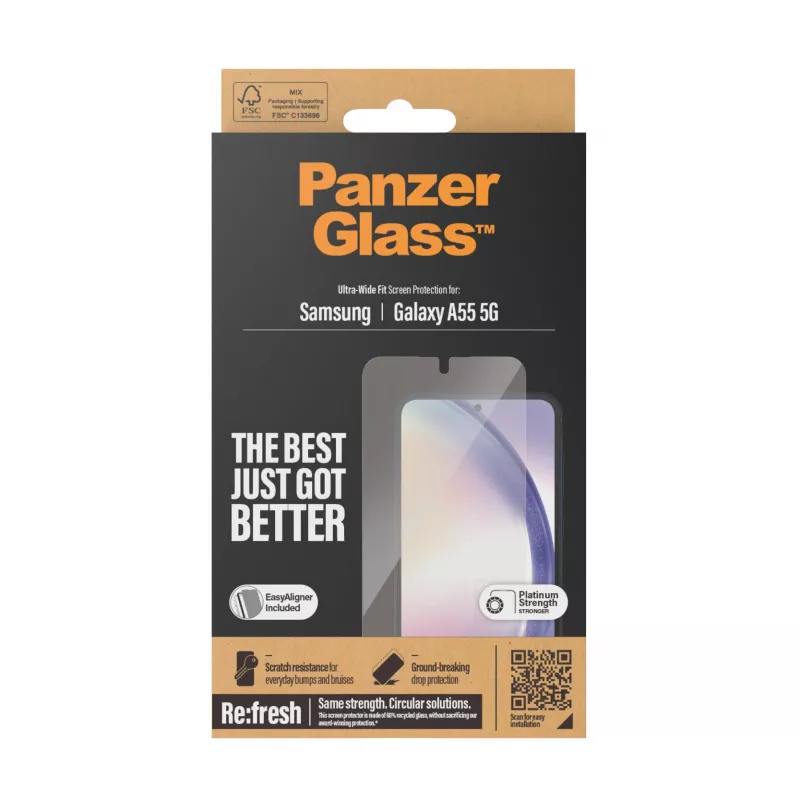 PanzerGlass ® Ekrāna aizsargs Samsung Galaxy A55 5G | Ultra-Wide Fit ar EasyAligner