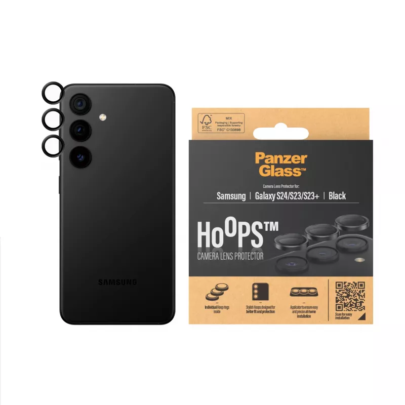 PanzerGlass ® Hoops® Kameras lēcu aizsargs Melns Samsung Galaxy S24 | S23 | S23+