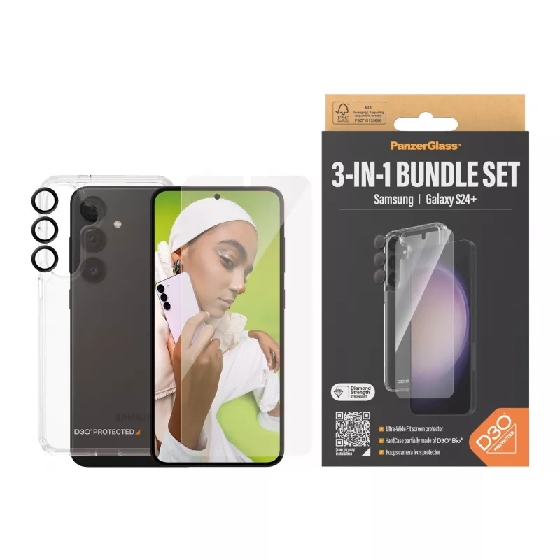 PanzerGlass ® 3-in-1 aizsardzības komplekts Samsung Galaxy S24+ | Ultra-Wide Fit ar EasyAligner