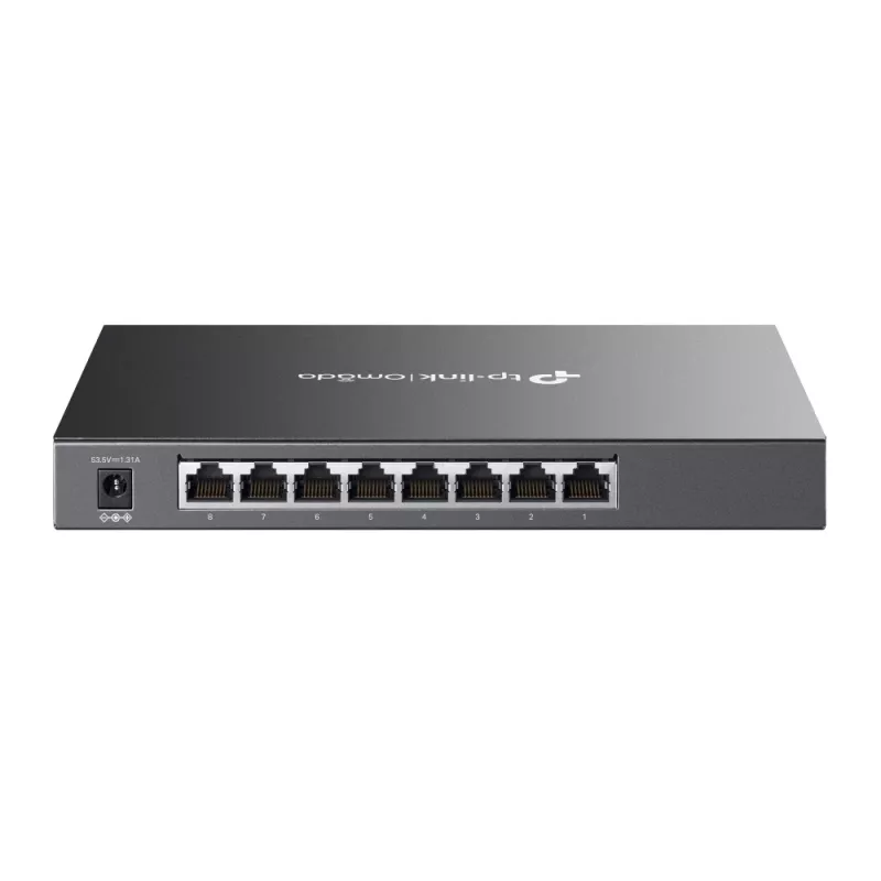 TP-Link Omada 8 portu Gigabit viedais komutators ar 4 portu PoE+, pārvaldāms, L2/L2+, Gigabit Ethernet (10/100/1000), strāvas padeve pa Ethernet (PoE), montāža statnē