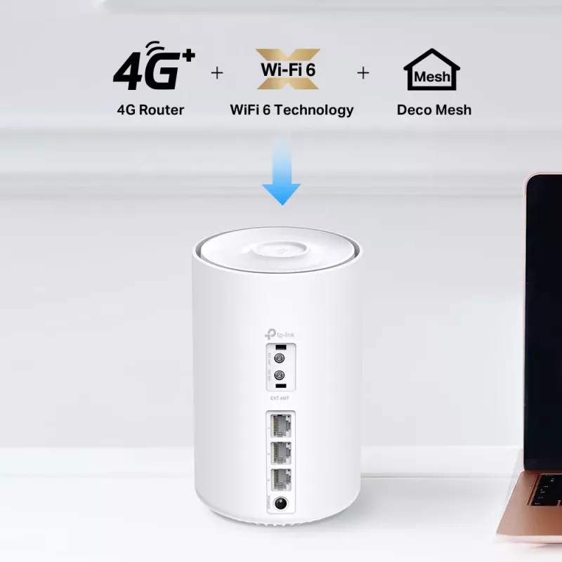 TP-Link 4G+ AX1500 Whole Home Mesh WiFi 6 vārteja, balta, iekšēja, Mesh maršrutētājs, 190 m², divu joslu (2,4 GHz / 5 GHz), Wi-Fi 6 (802.11ax)