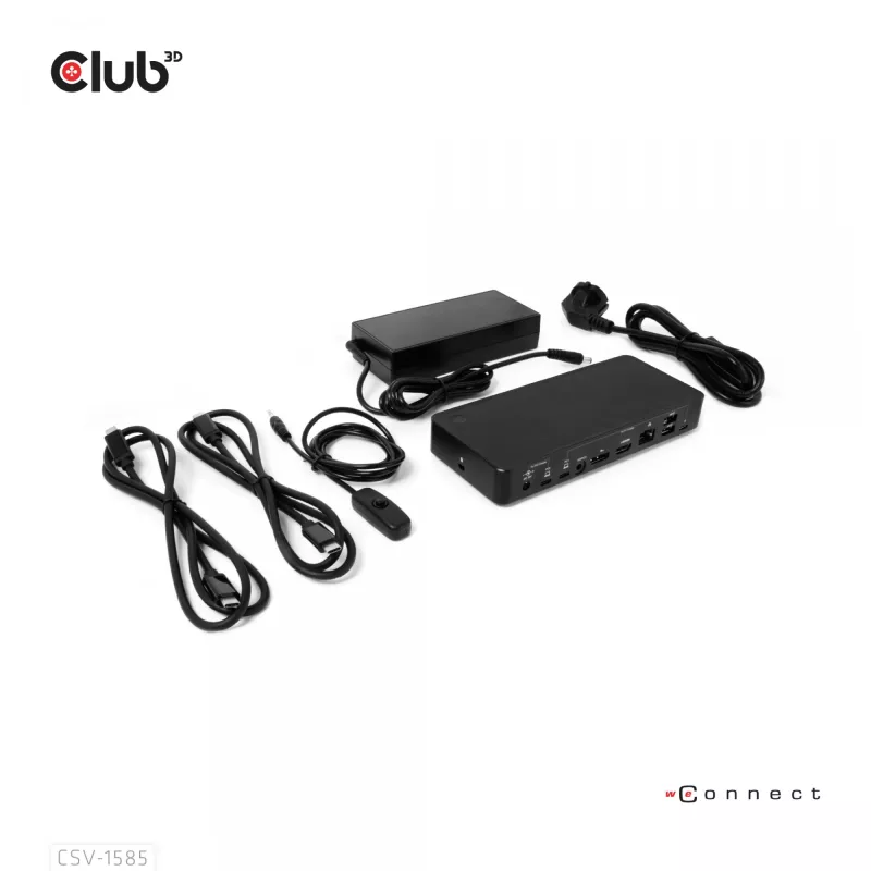 CLUB3D DisplayPort/HDMI KVM pārslēgs/doks 4K60Hz USB Type-C ieejām