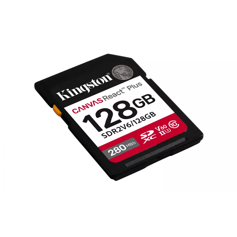 Kingston Technology 128GB Canvas React Plus SDXC UHS-II 280R/100W U3 V60 pilnai HD/4K izšķirtspējai
