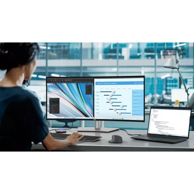 DELL UltraSharp U3425WE datora monitors 86,7 cm (34,1 collu) 3440 x 1440 pikseļi Wide Quad HD LCD melns, sudrabs