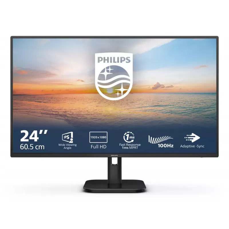 Monitors Philips 1000 sērija 24E1N1100A/00 23,8 collu LCD Full HD IPS, 1920×1080, 100 Hz, 4 ms, sRGB, HDMI, VGA, skaļruņi