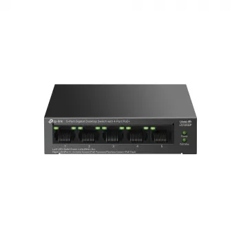 TP-LINK LiteWave 5 portu Gigabit galda slēdzis ar 4 portu PoE+ (5x Gigabit, 4 PoE+, 65 W PoE budžets)