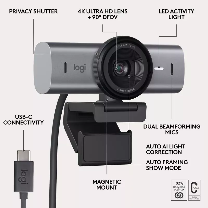Tīmekļa kamera Logitech MX Brio 705 8.5 MP 4K Ultra HD USB 3.2